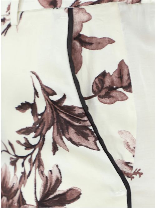 Pantaloni bianchi con stampa floreale marrone LIU JO | CA6254TS061/P9654